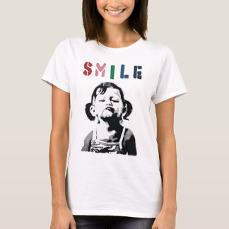 Banksy Graffiti Zitat SMILE mit Mädchen nicht läch T-Shirt