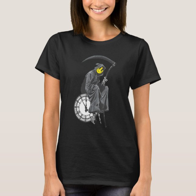 Banksy’s Grim Reaper Clock T-Shirt (Vorderseite)