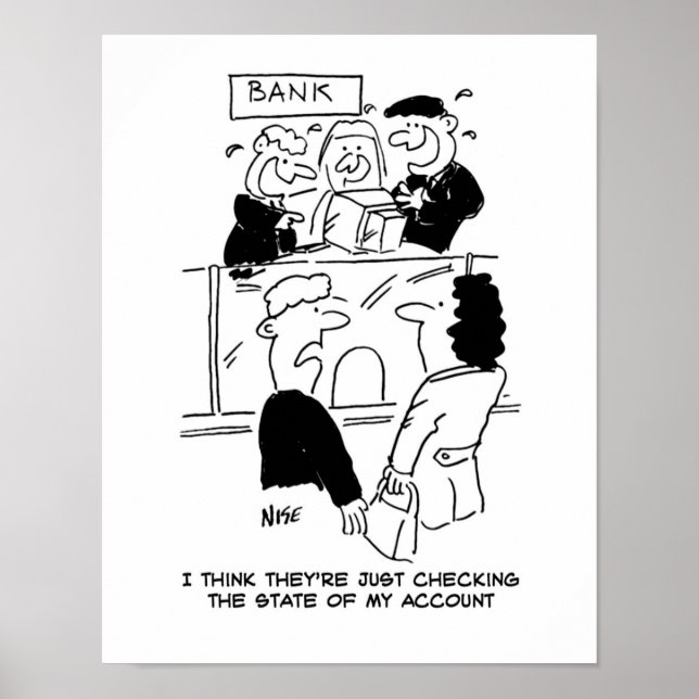 Bankwesen. Überprüfen des Staat eines Bankkontos Poster (Vorne)