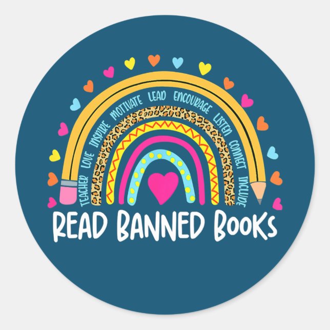 Banned Books Borkworm lesen Motivierend Runder Aufkleber (Vorderseite)