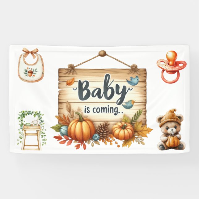 Banner-Autumn Baby Shower Banner-1 x 5 ft Banner (Horizontal)