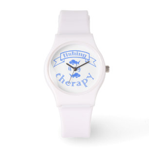 Banner Band Zitat Fischen ist meine Therapie Armbanduhr