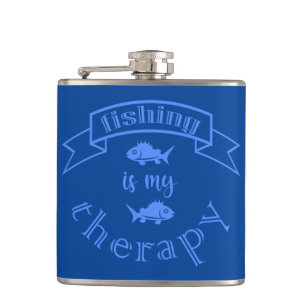 Banner Band Zitat Fischen ist meine Therapie Flachmann