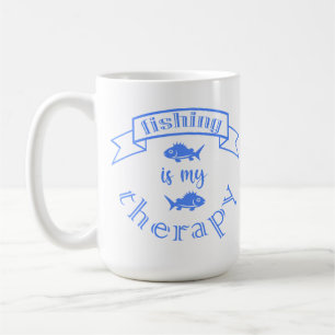 Banner Band Zitat Fischen ist meine Therapie Kaffeetasse