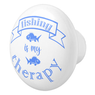 Banner Band Zitat Fischen ist meine Therapie Keramikknauf