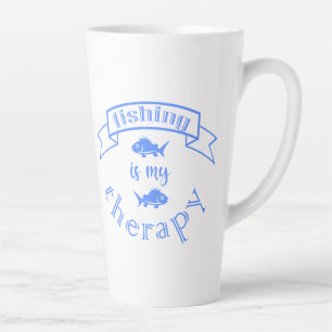 Banner Band Zitat Fischen ist meine Therapie Milchtasse