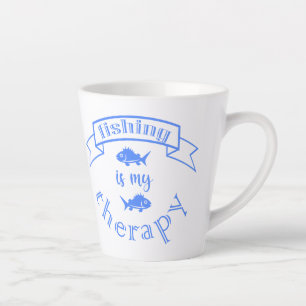 Banner Band Zitat Fischen ist meine Therapie Milchtasse