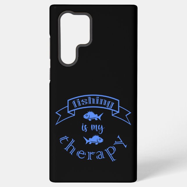Banner Band Zitat Fischen ist meine Therapie Samsung Galaxy Hülle (Rückseite)