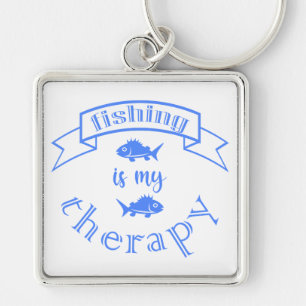 Banner Band Zitat Fischen ist meine Therapie Schlüsselanhänger