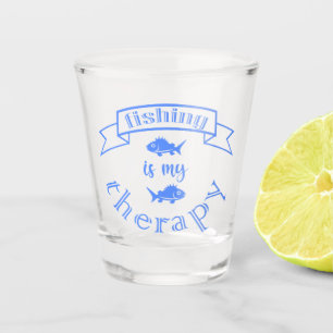 Banner Band Zitat Fischen ist meine Therapie Schnapsglas