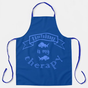 Banner Band Zitat Fischen ist meine Therapie Schürze