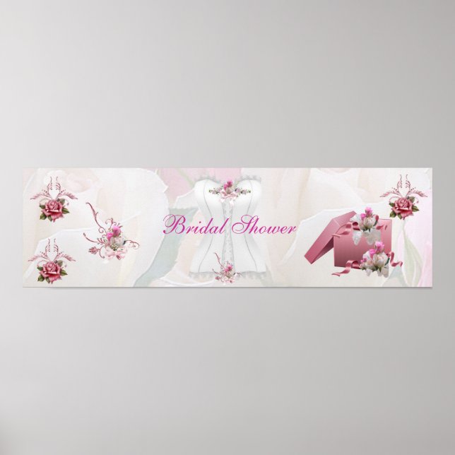 Banner Brautparty Weißrosa Korsett Poster (Vorne)