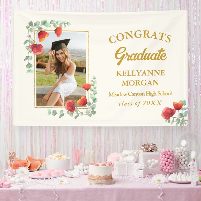 Banner der Elegant Poppy Floral Graduation Party (Party)