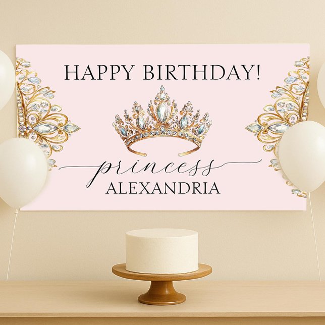 Banner der Royal Princess Crown Girl Birthday Part (Von Creator hochgeladen)