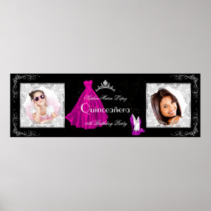 Banner Fotos hinzufügen Quinceanera-Party Pink Sch Poster