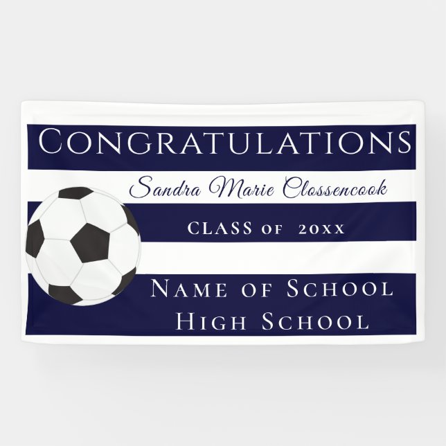 Banner für das Abitur des Navy Blue and White Stri (Horizontal)