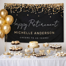 Banner für das Party "Black and Gold Glitzer Retir