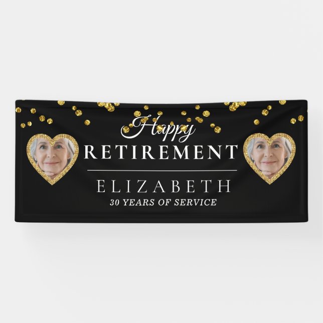 Banner für das Party "Gold Heart Custom Foto Retir (Horizontal)