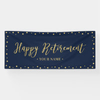 Banner für das Party "Gold & Navy Blue Happy Retir