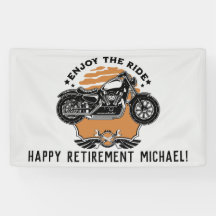 Banner für das Party zur Rückgabe von Motorrädern