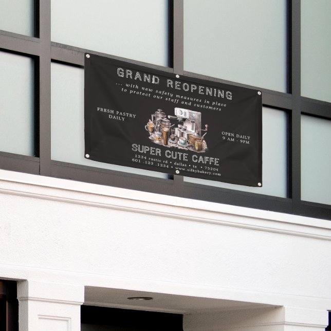 Banner für den Kohlecoffee House Grand Reöffnungs  (Äußeres Gebäude)