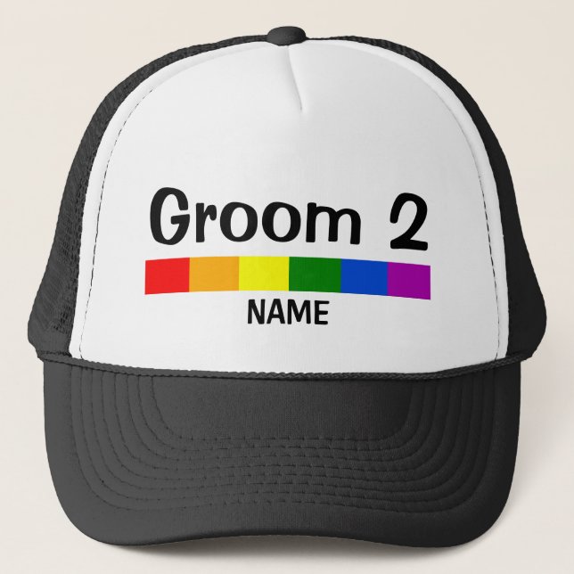 Banner für die Hochzeitsflagge Fahne Groom 2 Name Truckerkappe (Vorderseite)