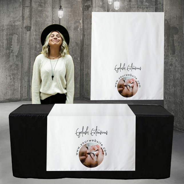 Banner für Eyelash Extensions Pop Up Shop Table Ru Wandteppich (Eyelash Extensions Pop Up Shop Table Runner Banner Tapestry)