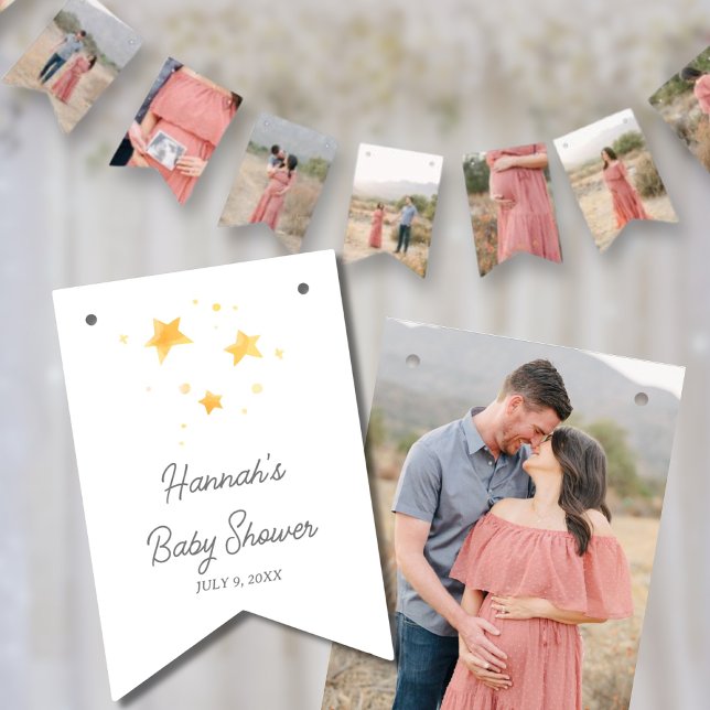 Banner für kleine Sterne Personalisiertes Baby Dus (Little Stars Personalized Baby Shower Photo Banner
)