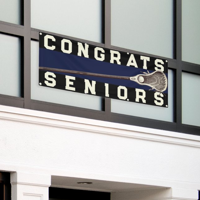 Banner für Lacrosse Team Seniors Navy Blue Glückwu (Äußeres Gebäude)