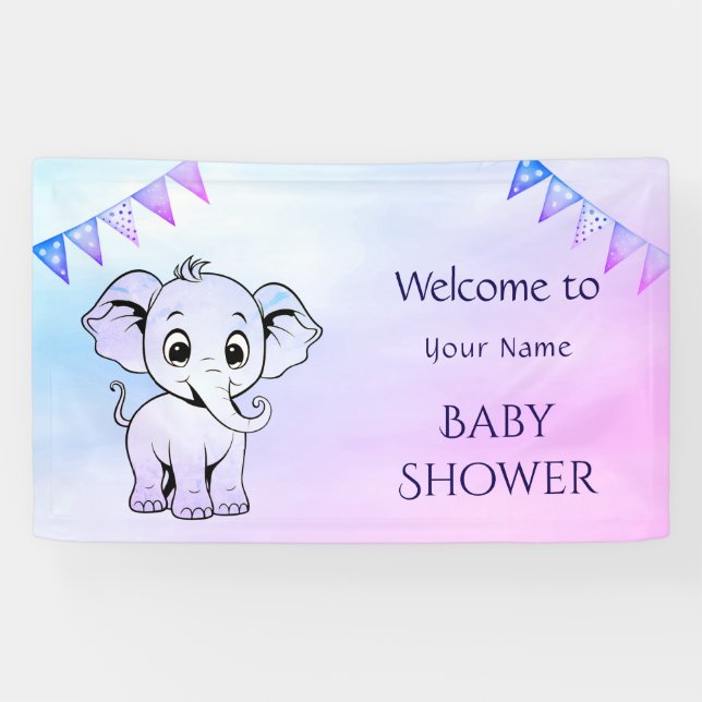 Banner für niedliche Elephant-Babydusche (Horizontal)