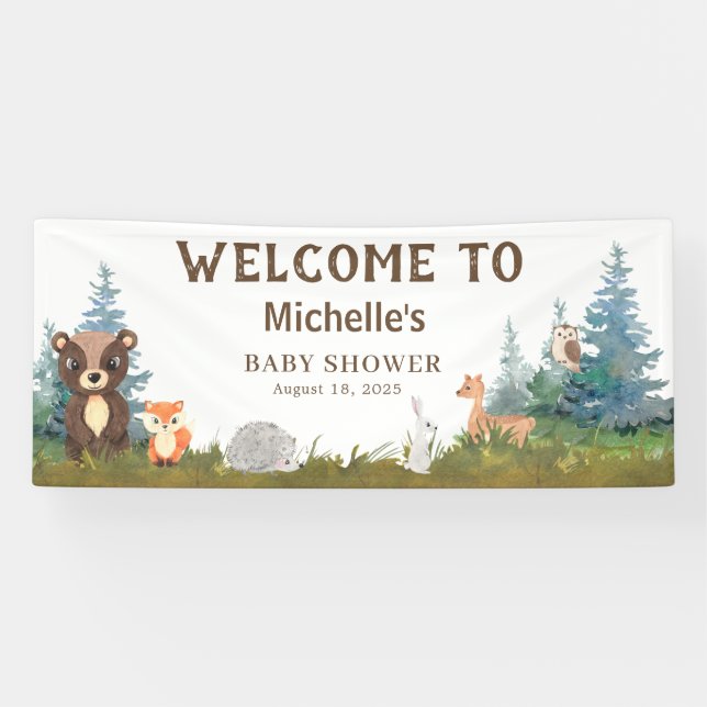 Banner für niedliche Holztiere Kinderdusche (Horizontal)