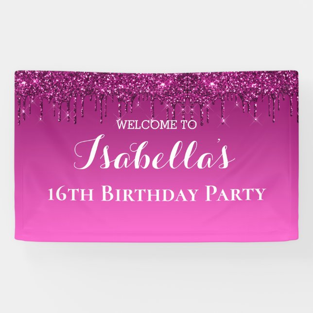 Banner für personalisiert rosa Drilling-Glitzer (Horizontal)