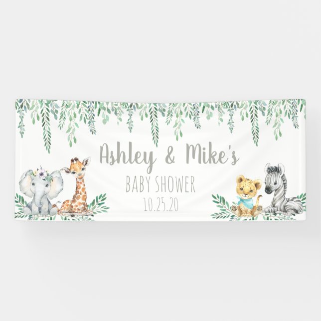 Banner für personalisierte Jungle Babydusche (Horizontal)