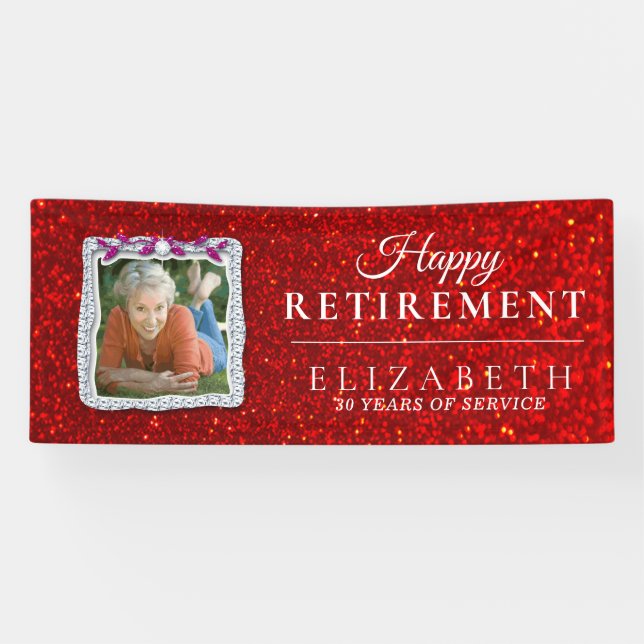 Banner für Red Glitzer Diamant Frame Retirement Pa (Horizontal)