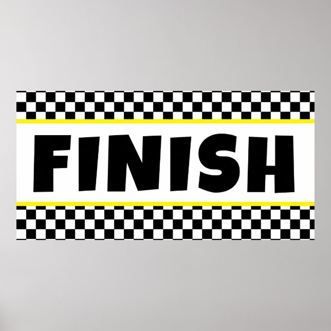 Banner für schwarz-weiße Racing Finish Line Poster (Vorne)