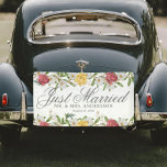 Banner für Vintage Flora Just Married Car<br><div class="desc">Ein Vintages Blumengarten "Just Married"-Design macht den Spaziergang zum Pärchen des Ehepaares.</div>