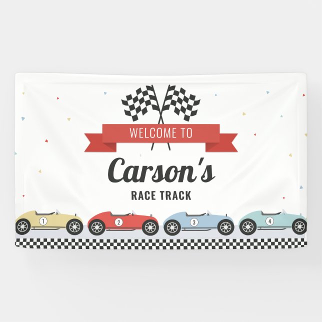 Banner für Vintage Rennwagen Geburtstag (Horizontal)