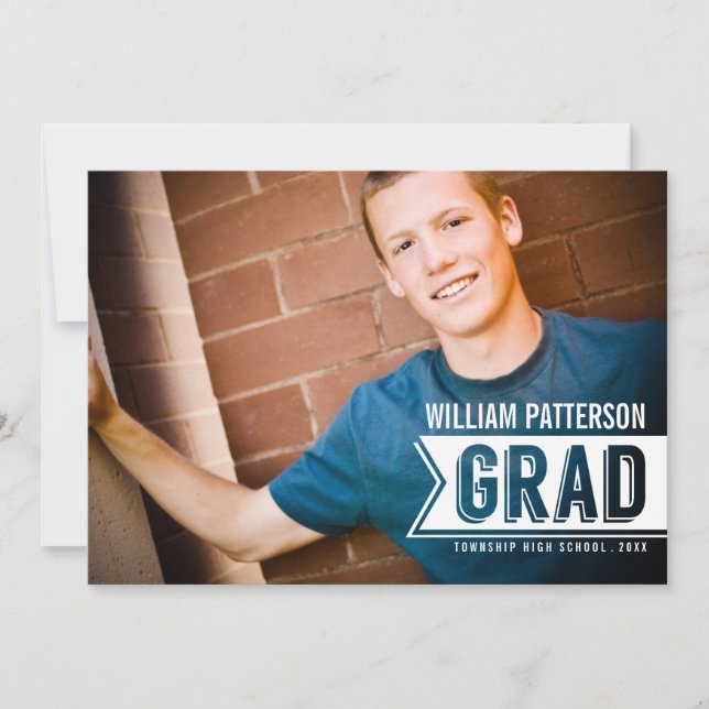 Banner Grad Typ Foto Graduation Party Einladung (Vorderseite)