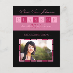 Banner Graduation Faire-part Postcard (rose)