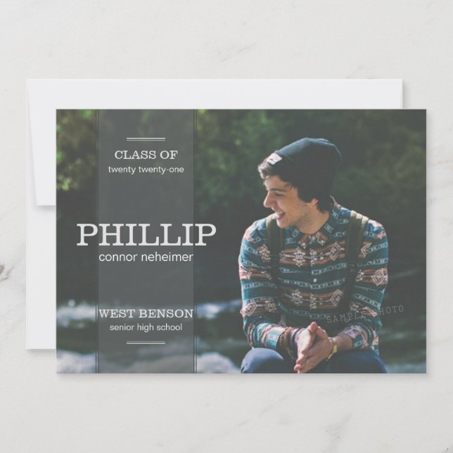 Banner Grey Photo Graduation Invitation (Devant)