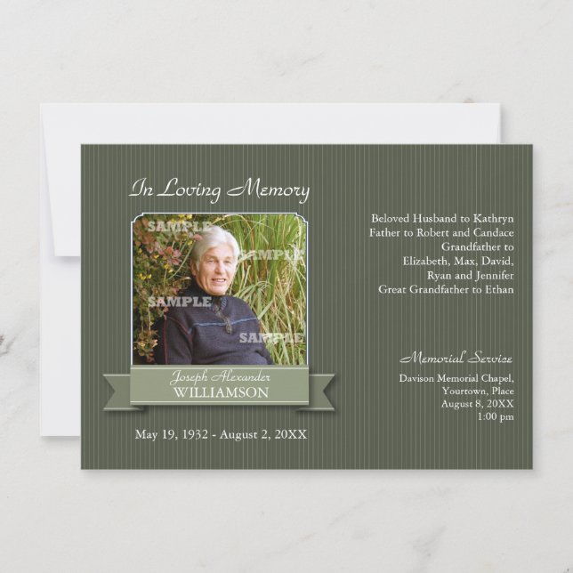 Banner-Memorandum zum Thema "Olive Pinstripe" Einladung (Vorderseite)