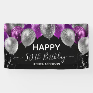 Banner mit lila-silbernen Ballons zum 50. Geburtst