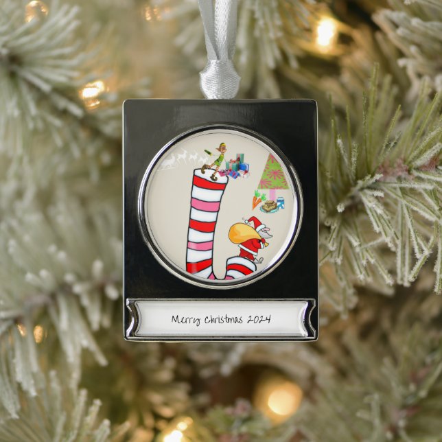 Banner Ornament Elf Santa Candy Cane (Baum)