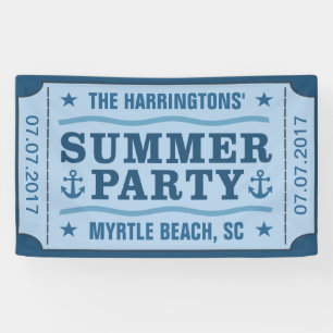 Banner "Party Ticket" für individuelle Name, Datum