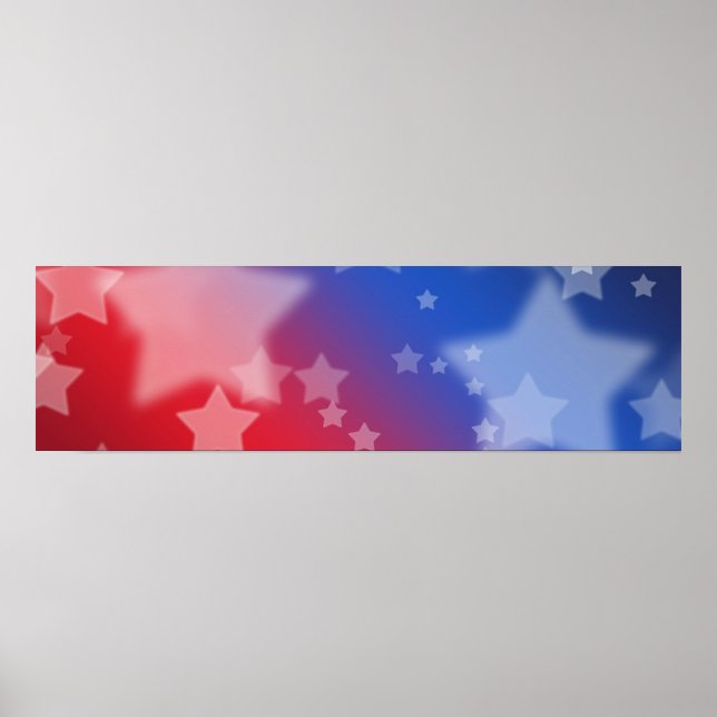 Banner-Poster mit roten weißen und blauen Sternen Poster (Vorne)