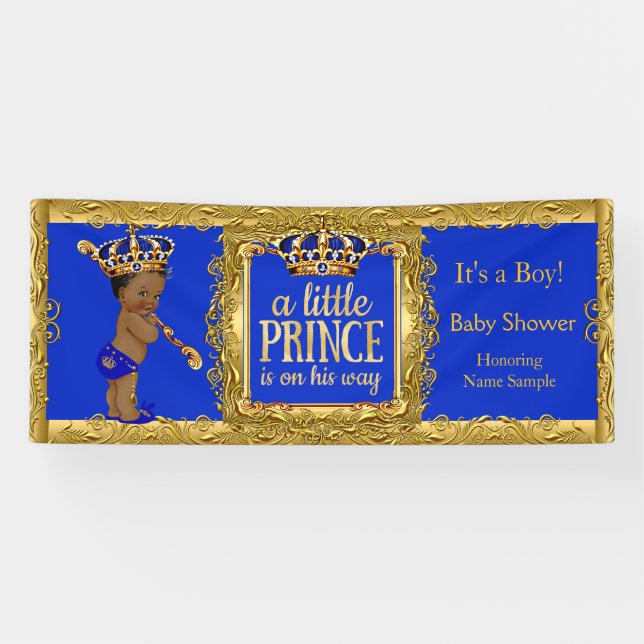 Banner Prince ist auf dem Weg Blue Gold Ethnic (Horizontal)