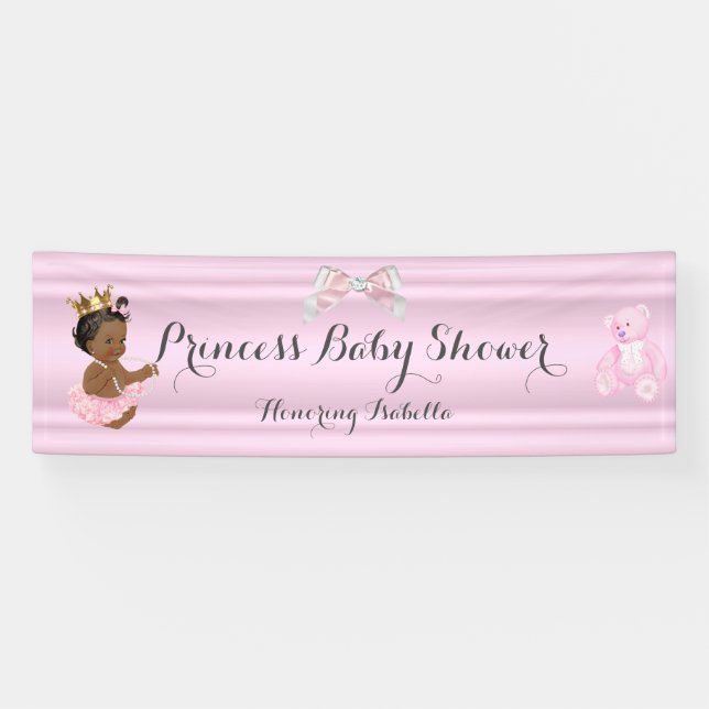 Banner Princess Baby Dusche Rosa Ethnisch (Horizontal)