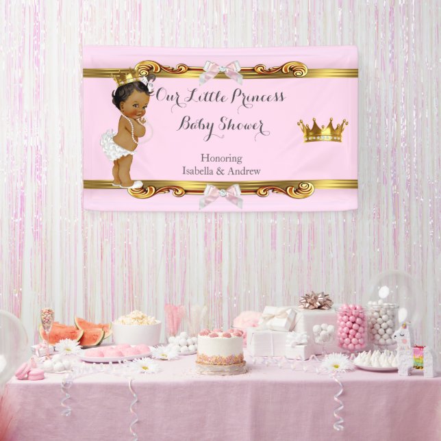 Banner Princess Baby Dusche Rosa Weiß Gold (Party)