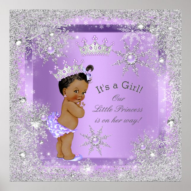 Banner Princess Baby Shower Lilac Ethnic Poster (Vorne)