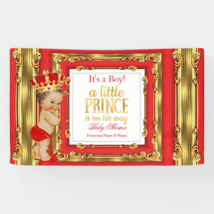 Banner Prinz Baby Shower Regal Rot Gold Braune